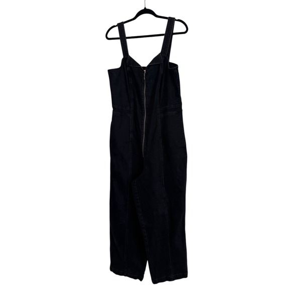 Madewell Black Denim Zip-Front Sleeveless Jumpsuit with Structured Front Size 14 - Picture 2 of 9